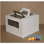 Коробка для торта 30х30х19 с окном, с ручками (плотный гофрокартон)