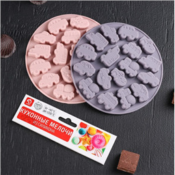 Форма силиконовая «Машинки», 12х1 см, 17 ячеек