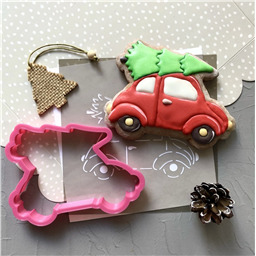 Форма +трафарет для пряников Машина с елочкой, 11 см