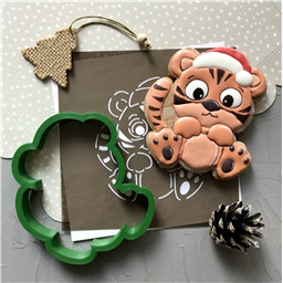 Форма+трафарет Тигренок в шапке, 10 см