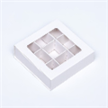 Коробка для 9 конфет, 8.7×8.7×2.5 Тонкие разделители, Белый