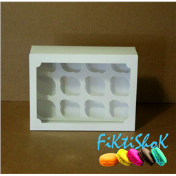 Коробка для капкейков, 12 ячеек,с окном, 35х25х10 см, мелованный картон