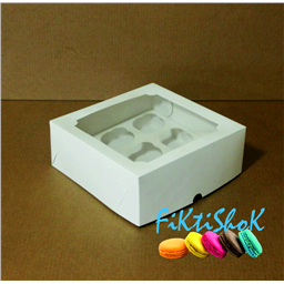 Коробка для капкейков, 4 ячейки с окном, 16х16х10 см, мелованный картон