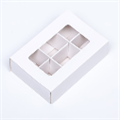 Коробка для конфет 6 штук, 8.7×5.8×2.5 Тонкие разделители, Белый.