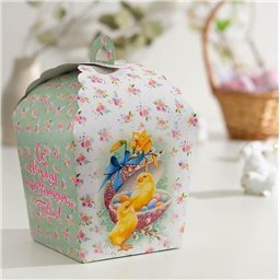 Коробка для кулича Цыплята. Размер  17*17*26 см. 