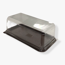 Коробка для половинки рулета, черная, пластик.20х9,3х7,8 см