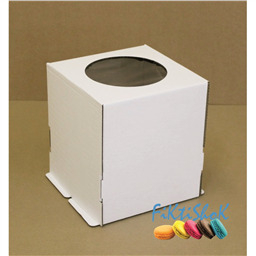 Коробка для торта 22х22х24 см с окном (плотный гофракартон)