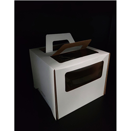 Коробка для торта 30х30х30 см с окном, с ручками (микрогофрокартон)