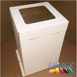 Коробка для торта 30х30х45 с окном (плотный гофрокартон)