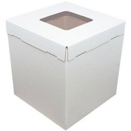 Коробка для торта, 420x420x450мм, гофрокартон, белая, с окном