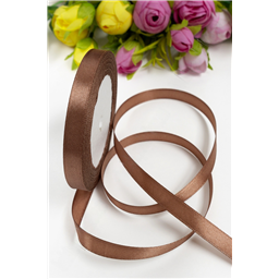 Лента атласная 1 см*25 ярд, коричневый №030