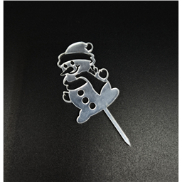 Мини-топпер Снеговик на ножке,серебро, 4,5 см, зерк.акрил