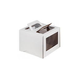 ОПТ 50! ! Коробка для торта 24х24х20 см с окном, с ручками (микрогофрокартон)