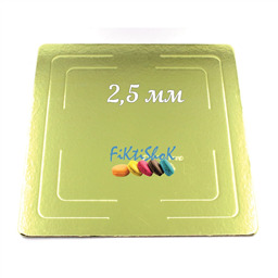 Подложка Квадрат,золото,односторонняя, толщина 2,5 мм. 30х30 см