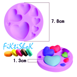 Силиконовый молд Сердечки, 7,5 см