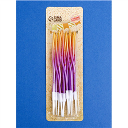 Свечи для торта «Серпантин», 12 шт., градиент золотой и фиолетовый