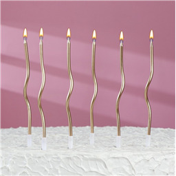 Свечи для торта Серпантин 6 шт, коктейльные, шампань, 15,5 см