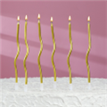Свечи для торта Серпантин 6 шт, коктейльные, золото, 15,5 см
