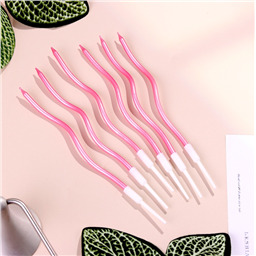 Свечи для торта Серпантин 6 шт, розовые, 15,5 см