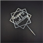 Топпер  Happy Birthday ромб,прописной, серебро, арт.5